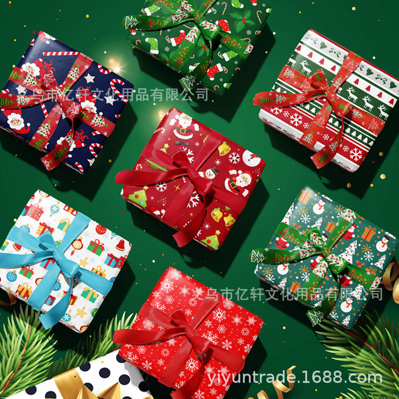 Gran tamaño de 70 cm de ancho en stock, papel de regalo de Navidad, papel de regalo de exportación