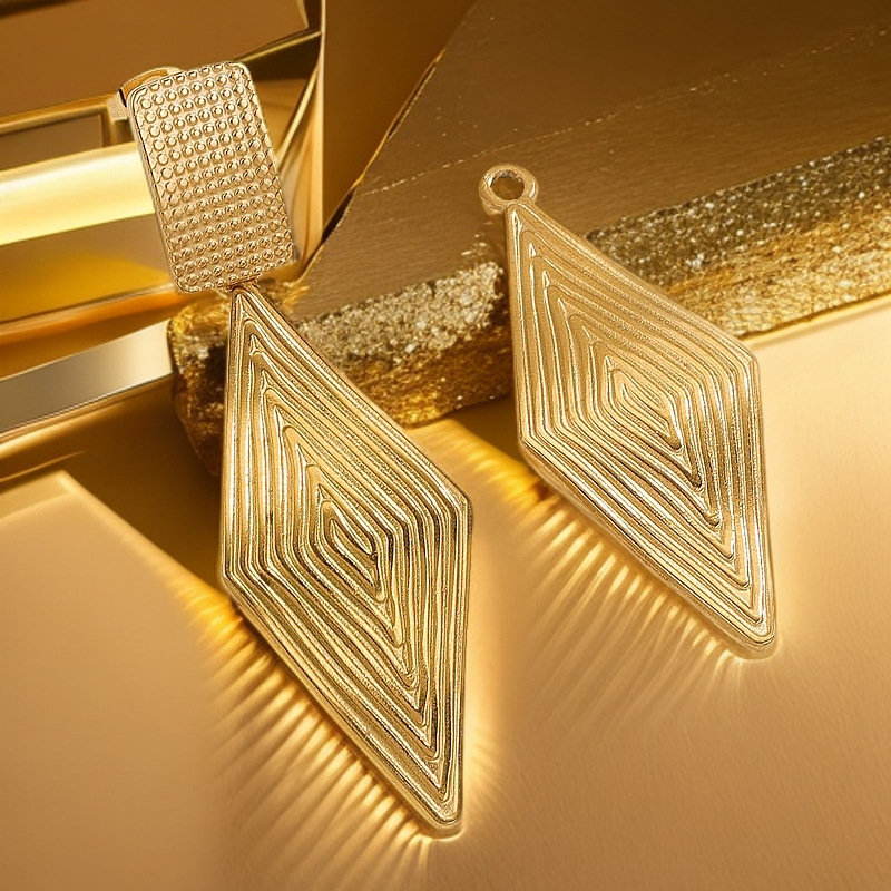 1 Piece Quantity 1 Piece 25*47.5mm 304 Stainless Steel PVD Coated Real Gold Plated Geometric Pendant DIY Jewelry Accessories