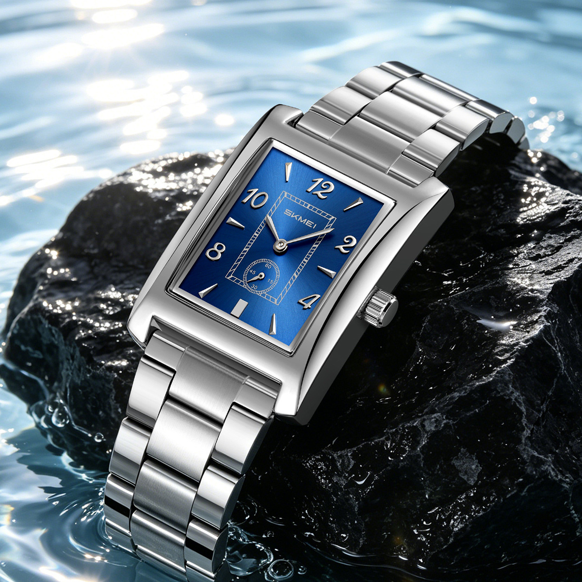 Momento cuadrado de acero para hombres reloj de cuarzo comercial impermeable relojes de hombre comercio exterior fábrica de personalización spot transfronterizo