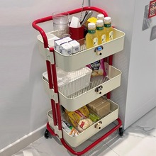 小推车置物架全碳钢可移动落地多层收纳架客厅宿舍零食收纳车批发