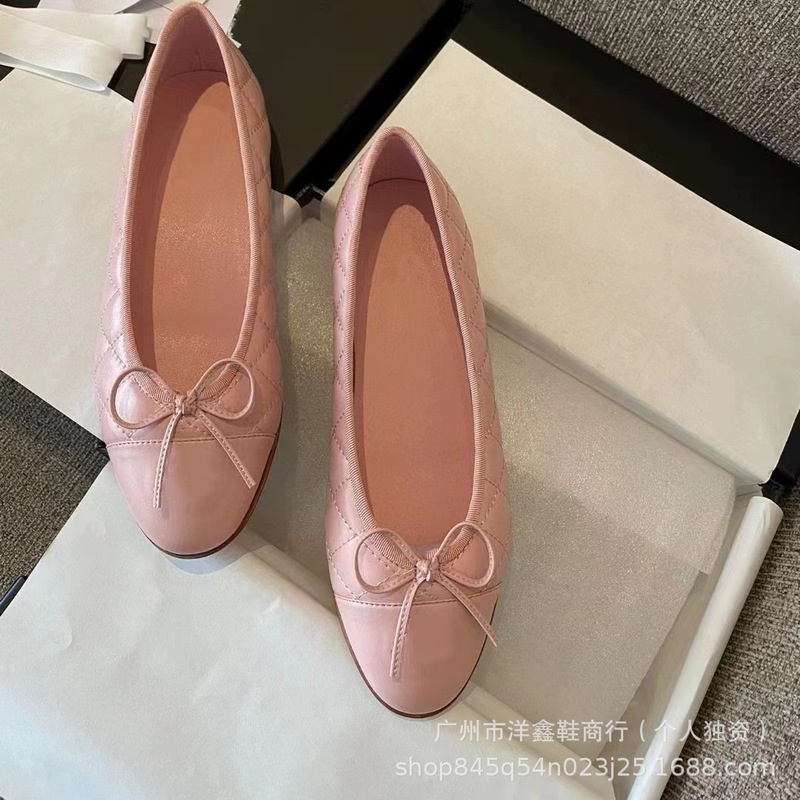 高版本小香风拼色蝴蝶结芭蕾鞋真皮纯色通勤鞋浅口圆头平底单鞋女|undefined