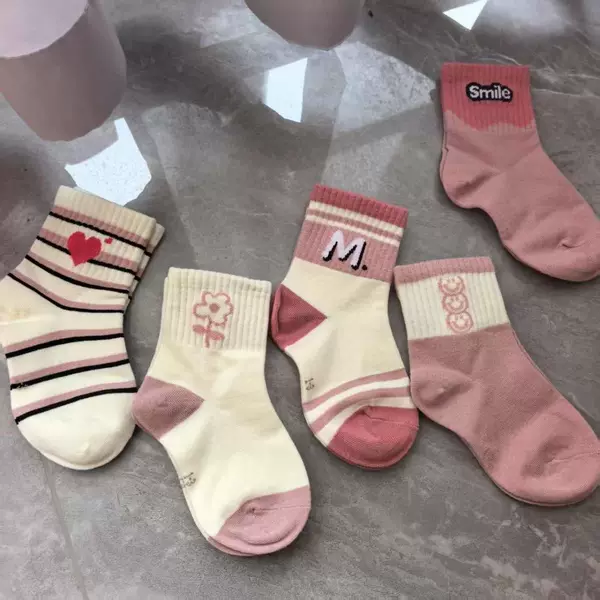 Children's All-Season Socks, Spring & Fall Mid-Length Pure Cotton Antibacterial and Deodorant Socks for Boys and Girls, Sports Trendy Kidsren's Popular Models, Others