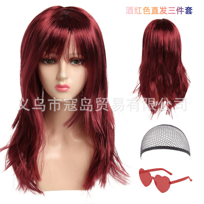 Halloween Long Hair Straight Disco Color Neon Fringe Hair Straight COS Party RPG Show Perruca image 10