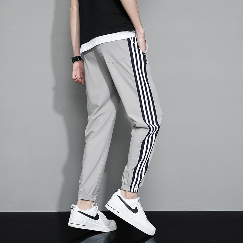 Moda tobillo-atado pantalones de seda de hielo verano ligero tobillo atado pantalones casuales deportes de moda tobillo-longitud pantalones de los hombres