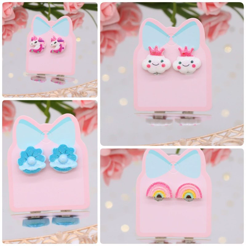Мультяшный зажим для ушей детский новый зажим для ушей без отверстия для ушей оптом девочки детские поддельные серьги милые серьги с маленькими животными