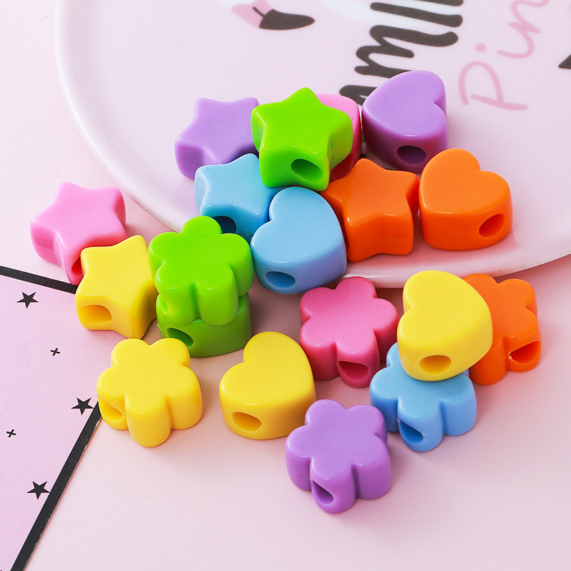 Heart-Shaped Beads, Flower-Shaped Beads, Five-Pointed Star Beads, 6mm Loose Beads, DIY Bag Accessories, Keychain, Phone Chain, Dopamine Jewelry