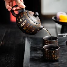 复古紫陶精致百福紫陶壶原矿全手工西施家用茶具功夫大容量茶壶