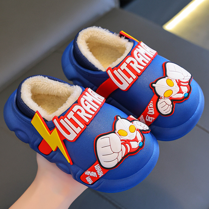 Zapatillas de algodón de invierno para niños, niños, calentamiento impermeable, ropa exterior antideslizante, bolsas de bebés, zapatos de talón de algodón para niños pequeños y medianos