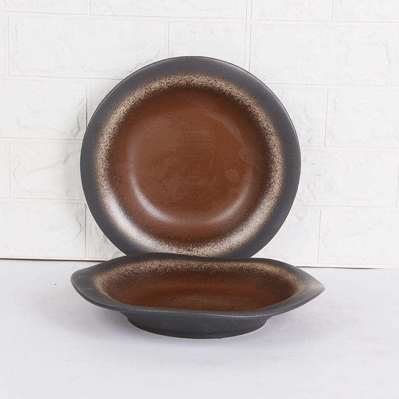 10.5-inch creativo vintage encaje en forma de plato de cerámica plato de cena Hotel hogar occidental plato de carne plato de pescado plato de fruta