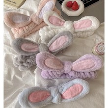 厂家批发韩版女洗脸敷面膜化妆可爱兔子耳朵束发带洗脸防湿手腕带