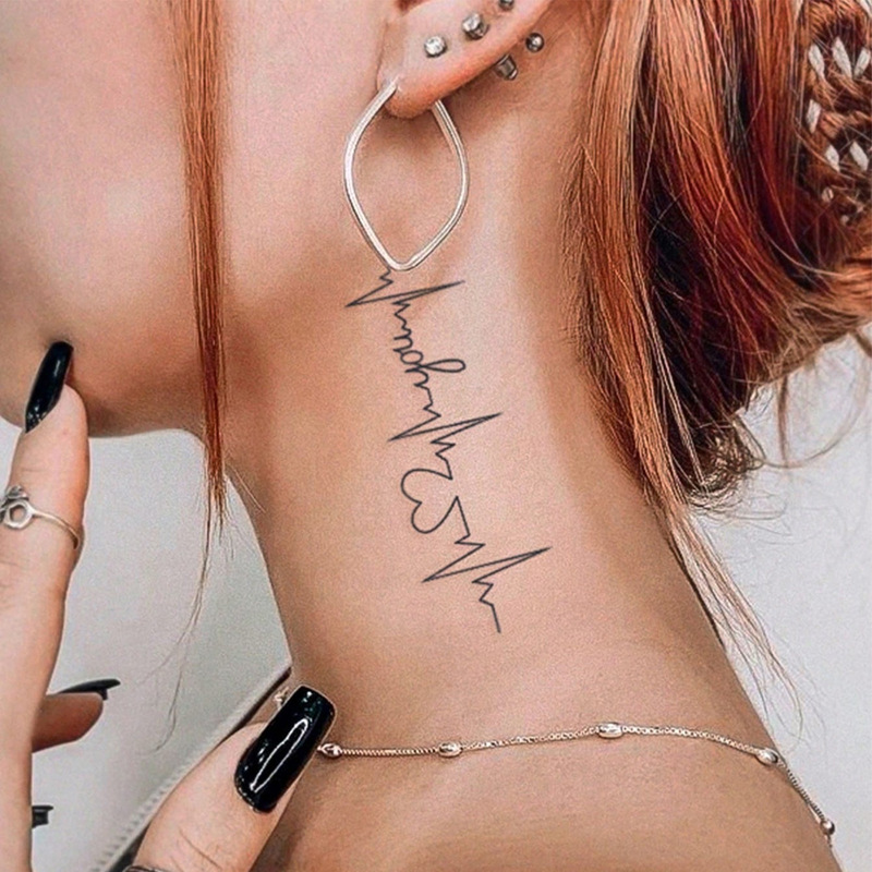 Cross-Border Popular Items: Instagram-Style Minimalist High-End European and American Personality Heart and Heartbeat English Phrase Tattoo Stickers Cross-Border Popular Items: Instagram-Style Minimalist High-End European and American Personality Heart and Heartbeat English Phrase Tattoo Stickers