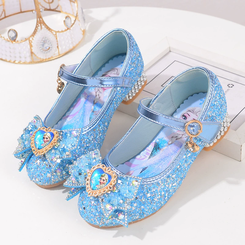 Кожаная обувь для девочек Frozen Girls Одиночная обувь на весну и осень для девочек на высоком каблуке Aisha Детская обувь принцессы со стразами в наличии