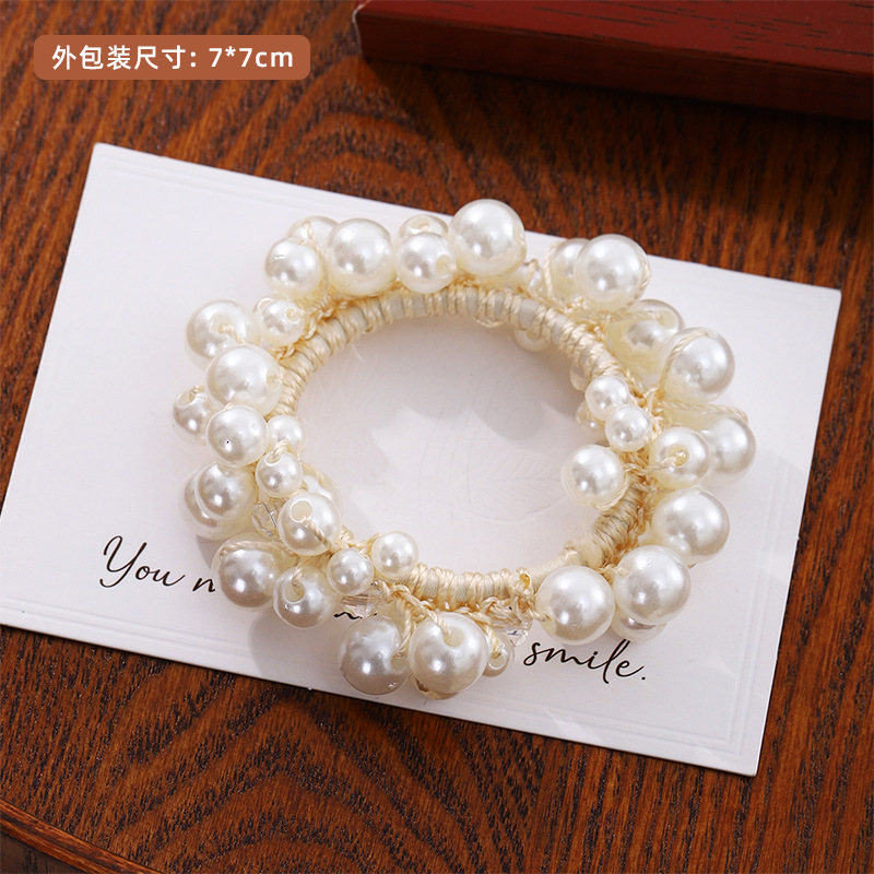 Super Fairy Qi nuevo anillo de cabello de perla de alto nivel coreano tocado de cabello de línea de chicas de cabello de cola de caballo