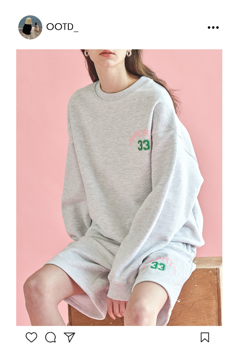 [Clearance Sale] 2025 Autumn Casual Sportswear Two-Piece Set: Printed Long-Sleeve Crew Neck Sweatshirt And Shorts_ecoleips.com