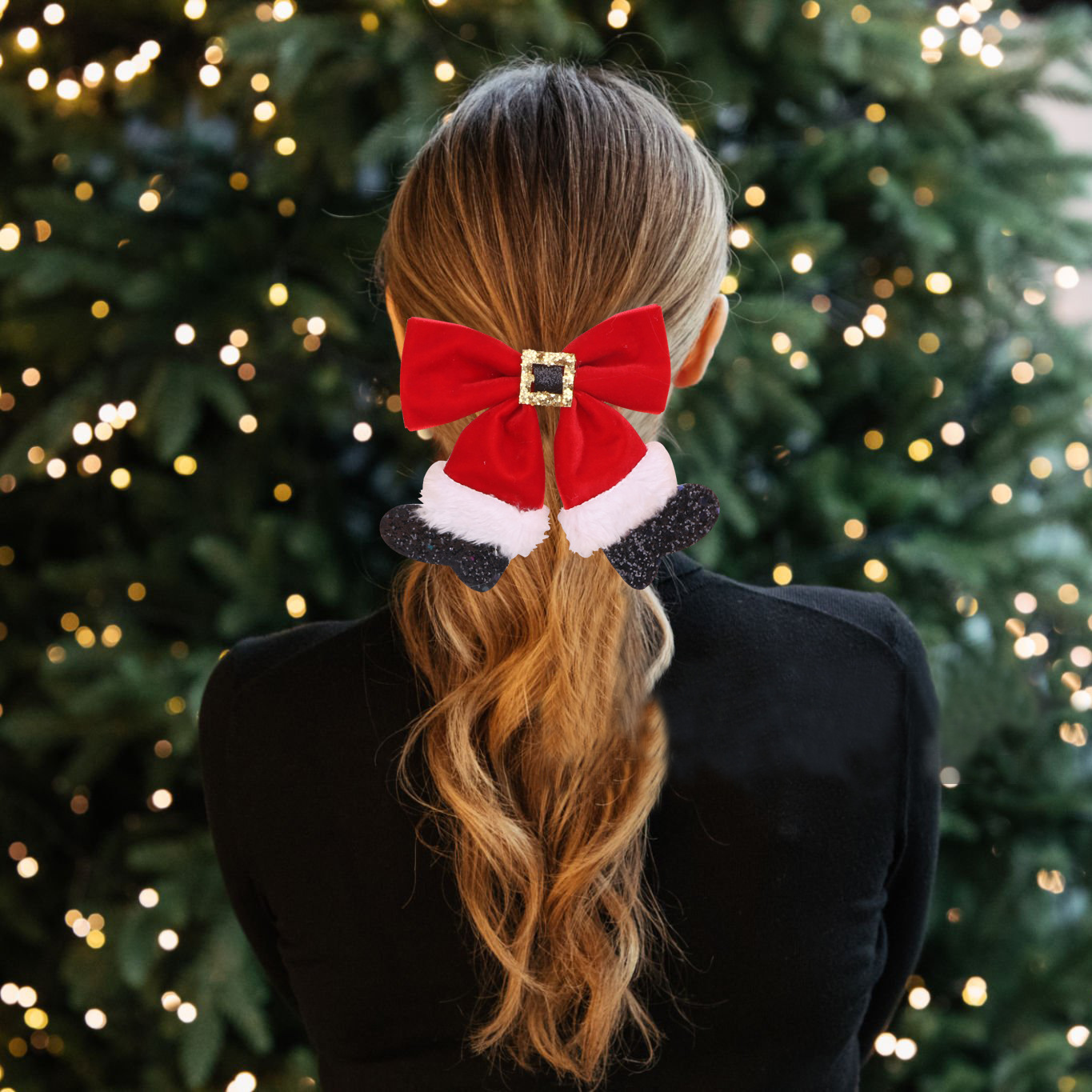 Navidad transfronteriza botas arco clip para el cabello Navidad niños adultos clip para el cabello de tela europea y americana