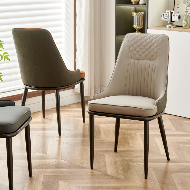 silla de comedor doméstica silla de lujo ligera silla de respaldo taburetes balcón sala de estar silla de comedor de cuero silla de comedor de metal silla de comedor