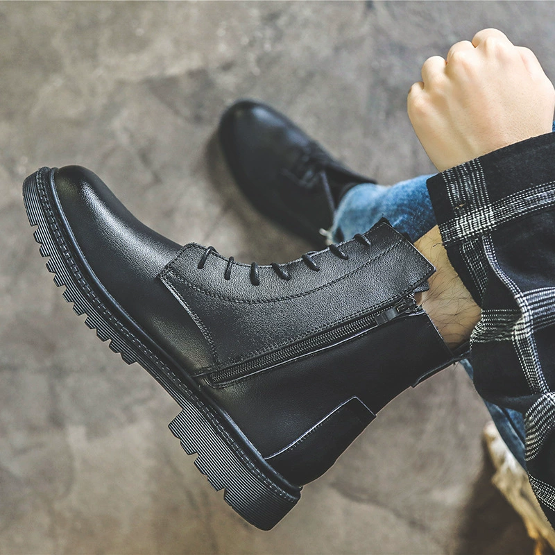 Мужские ботинки Martin с высоким берцем, осенне-зимние модные мотоциклетные ботинки на толстой подошве в Корейском стиле, ботинки средней высоты в стиле ретро в британском стиле