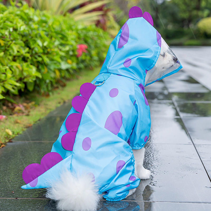 Capa de lluvia original para perros cabello azul perro de tamaño medio gato de cuatro patas bolsa impermeable a prueba de viento ropa para perros para gatos impermeables artículos para mascotas