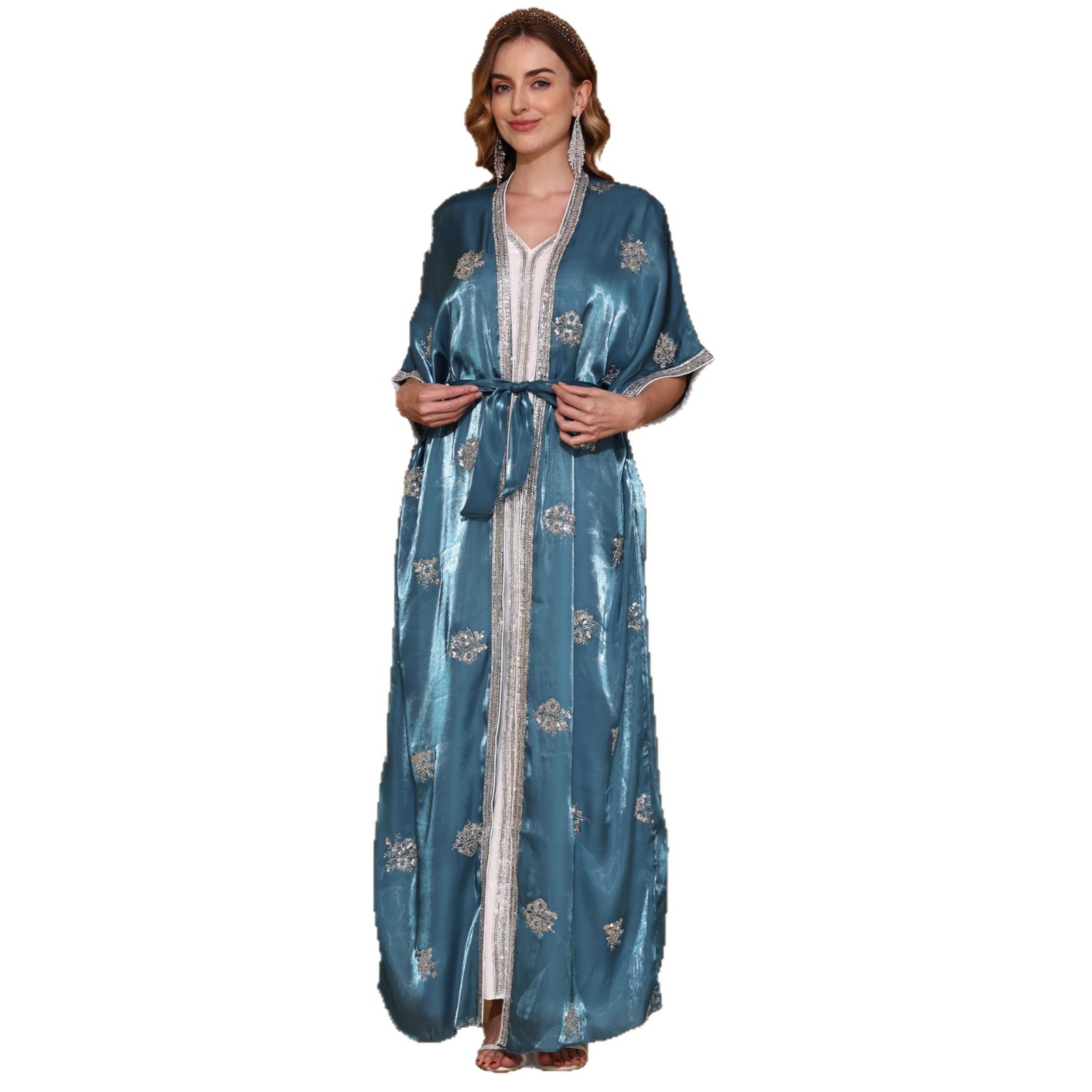 M25034 Middle Eastern Arab Muslim Robe Foreign Trade Abaya Cross-Border New Dress Women's Embroidered Clothing_ecoleips.com