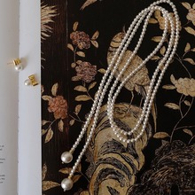 珍藏版！多种戴法施家珍珠项链吊坠时髦超长多层叠戴毛衣链