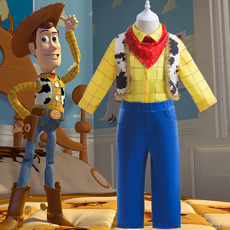 New Foreign Trade Boys' Three-Piece Patchwork Formal Suit Toy Story Cosplay Woody Performance Outfit Children's Set