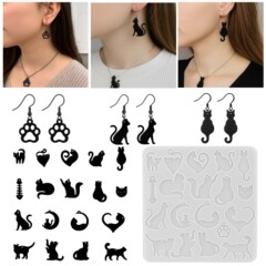 胖丫丫小猫咪DIY水晶滴胶动物系列耳环吊坠硅胶模具装饰品摆件