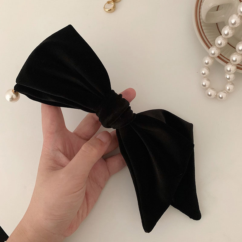 Horquilla para el pelo de terciopelo perlado de alta calidad de Ernie's Daily con lazo para niña, accesorio para el pelo con pinza lateral y flequillo_voghion.com