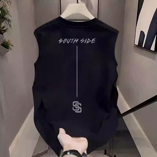 Vest Men's Summer Fashion Brand Ins Sports Waistcoat Sleeveless T-shirt Men's Pure Cotton Loose Casual All-match Outer Wear Sweatshirt