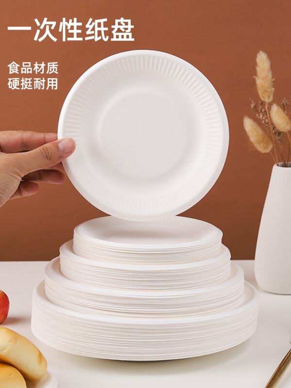 Disposable Dinner Plate Party Paper Plate Tableware White Thickeneded Painting Food Snack Picnic Paper Plate Birthday Cake Plate