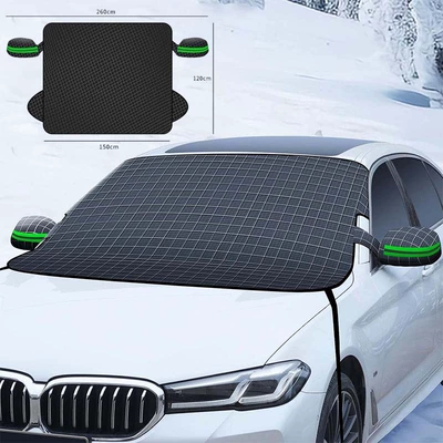 Car Magnetic Snow Shield Thickeneded Aluminum Film Sunshade Car Front Sun Shield Enlarged Moisture-Proof Oxford Cloth Snow-Proof (Car snow shield) - 5-magnetic-regular-small-size-orange-ears