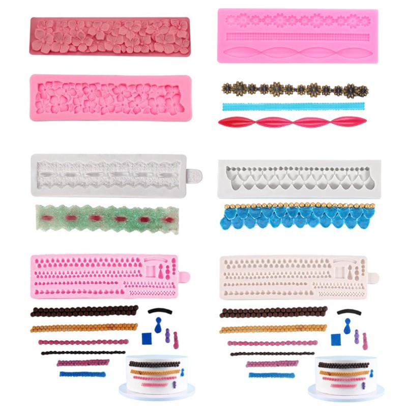Cake frame lace decorative lace rose long silicone mold long strip…