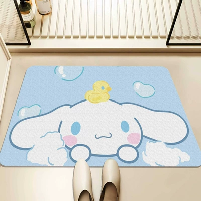 White Cartoon Water-Absorbent | Avtomobil döşəmə paspasları - light-blue-bottom-top-duck-cinnamon-4060