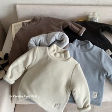 中小童蚕丝棉三层加厚保暖衣男女童夹棉T恤儿童打底衫自发热上衣