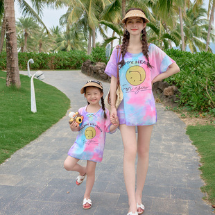 Amazon Mother and Daughter Swimsuit Korean Sports Fashion Casual Belly Covering Slimming Split Three-piece Parent-child Swimsuit
