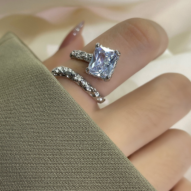 Geometric Pattern Women'S Gender 1 Piece Fashion Geometric Metal Plating Artificial Gemstones Women's Open Ring