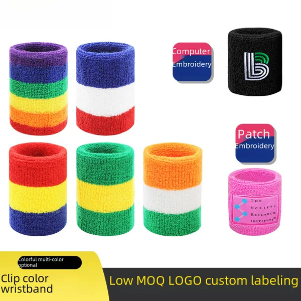 Sports Elastic Towel Wristband Sweat-Absorbent Basketball Volleyball Wristband Warm Universal Flag Contrasting Color Wristband