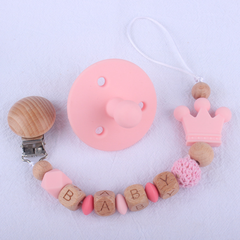 Nuevo bebé chupete pezón de silicona bebé creativo DIY mordedura molar Cadena de pezón cadena anti-caída conjunto de dos piezas
