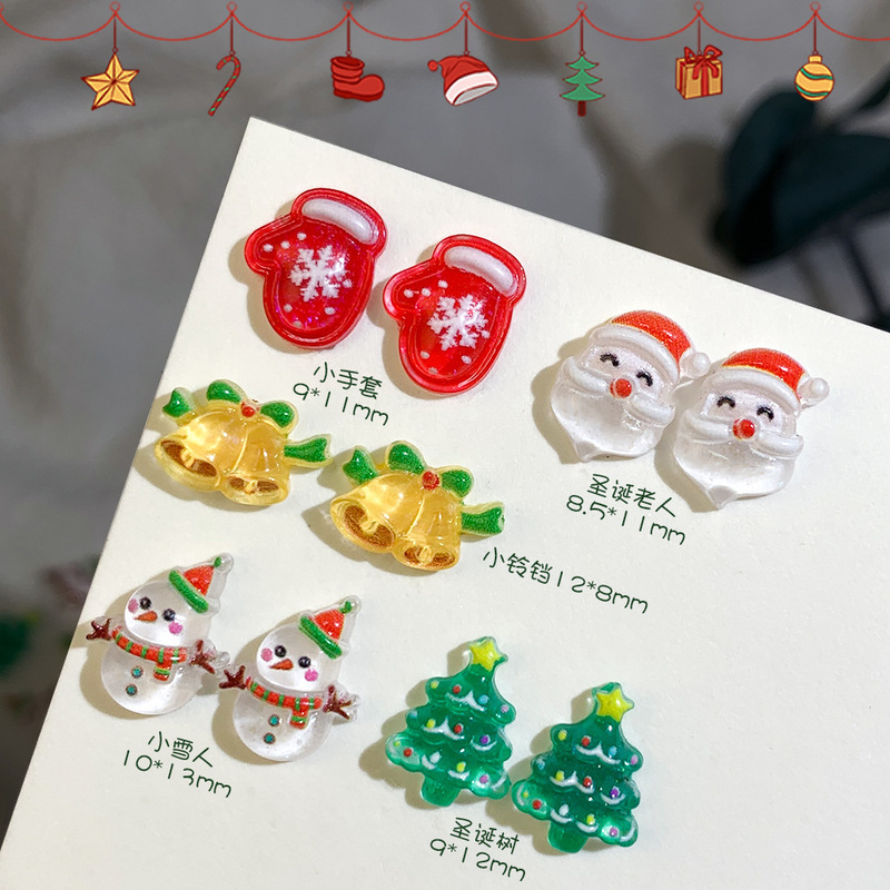 Santa Claus nail accessories cartoon resin snowman Christmas tree patch cute Christmas series Accessories Wholesale