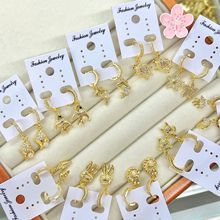 新款夏季海洋动物系列耳饰耳扣 水母海星鲨鱼海螺海龟吊坠耳环