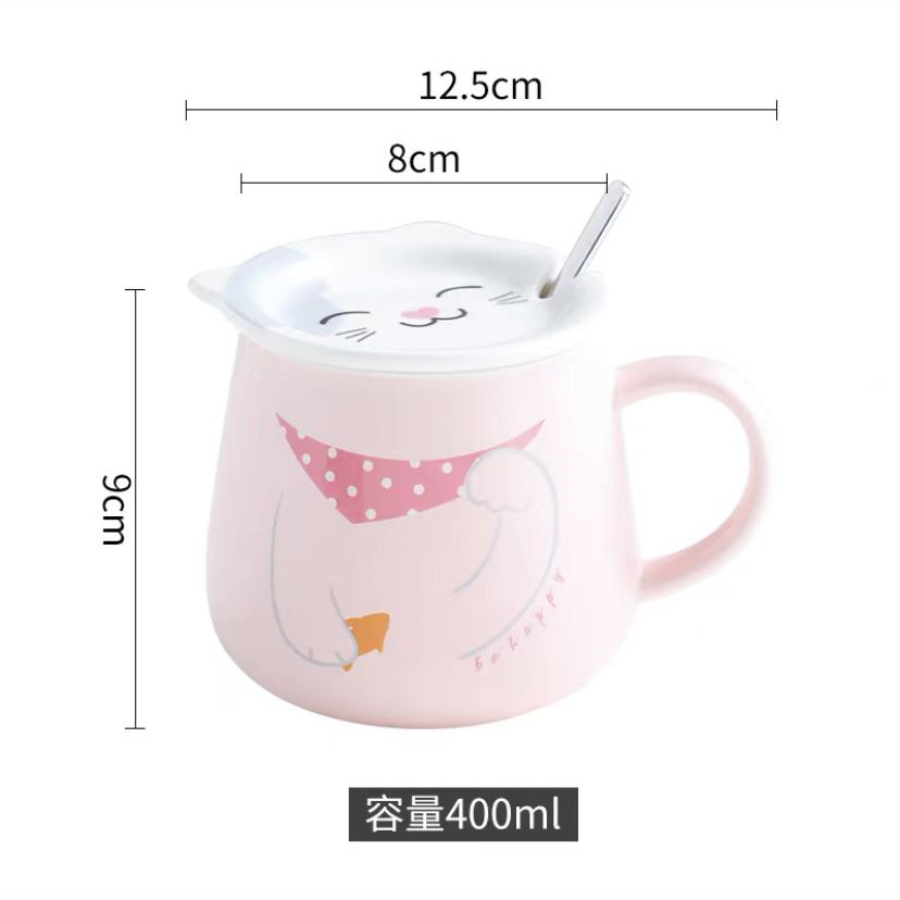Taza de cerámica de dibujos animados lindo creativo animal cara cubierta taza Shiba Inu taza flor gato taza de agua grande Oso Blanco taza de desayuno