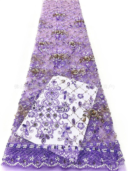 Fabricantes de perforación de cabello recto cuadrícula de cuentas bordadas de tubería sudeste asiático vestido de alta gama cena de moda brindis tela image 10