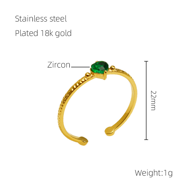 Transfronterizo nuevo acero inoxidable con incrustaciones de circón precioso anillo europeo y americano todo partido titanio acero luz lujo anillo abierto en stock al por mayor