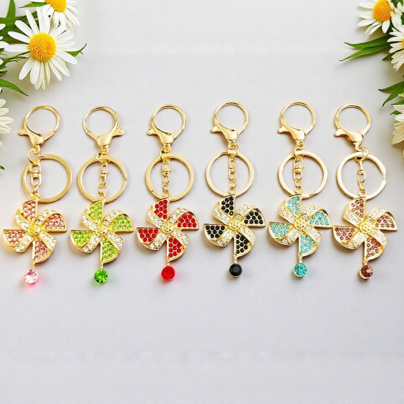 Creative Diamond-Encrusted Windmill Keychain Car Key Ring Bag Pendant Plush Pom-Pom Key Chain Wholesale Creative Diamond-Encrusted Windmill Keychain Car Key Ring Bag Pendant Plush Pom-Pom Key Chain Wholesale