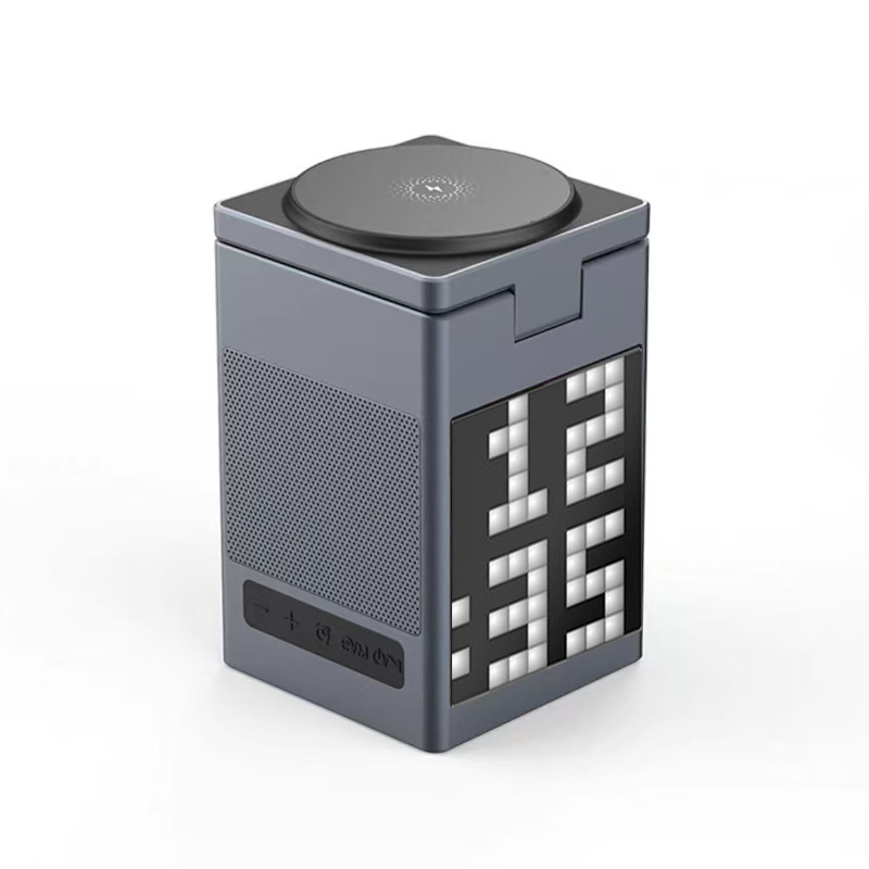 六合一多機能マグネットbluetoothオーディオ目覚まし時計無線充電器Magsfeデスクトップ携帯電話スタンド腕時計|undefined