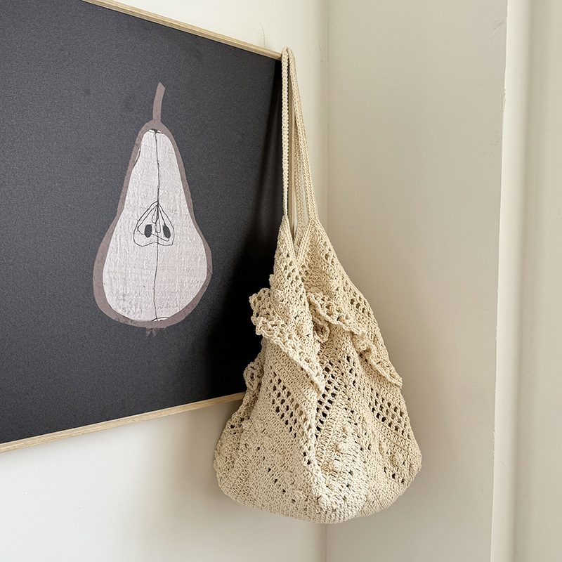 Niche Design Large Capacity Women's Bag, Vintage Hollow-Out Beach Vacation Bag, Women's Woven Shoulder Bag - Thumbnail 3