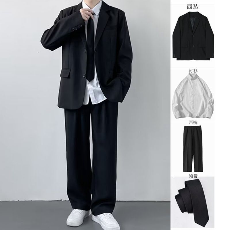 plus size Suit Coat Men's College Style Spring and Autumn Duffian Shuai Students Advanced Sense Small Suit DK Uniform suit Class Clothes