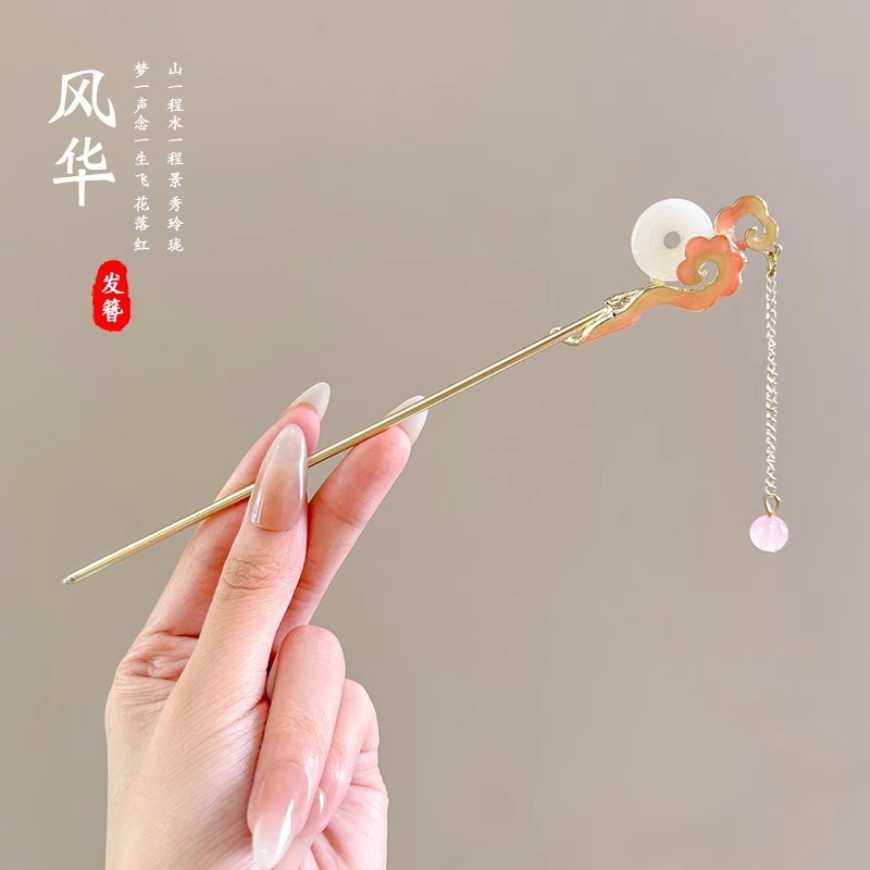 Estilo nacional nuevo estilo chino horquilla estilo antiguo sentido de alto nivel femenino 2025 nuevo estilo horquilla borla temperamento escalón horquilla tocado