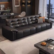 意式真皮沙发小户型现代简约客厅钢琴键直排全真皮铁艺沙发