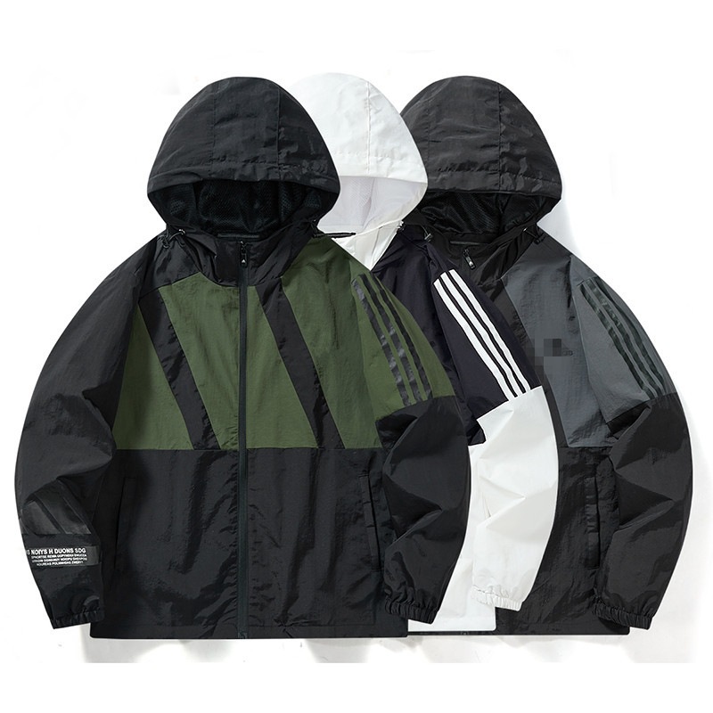 New Spring and Autumn Jacket with Three Stripes, Unisex Couple's Windproof Sports Jacket, Casual Hooded Jacket