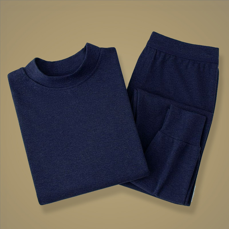 Pure Cotton Men's Thermal Underwear Set for Autumn, Middle-Aged and Elderly, Thin Base Layer Cotton Sweater and Pants